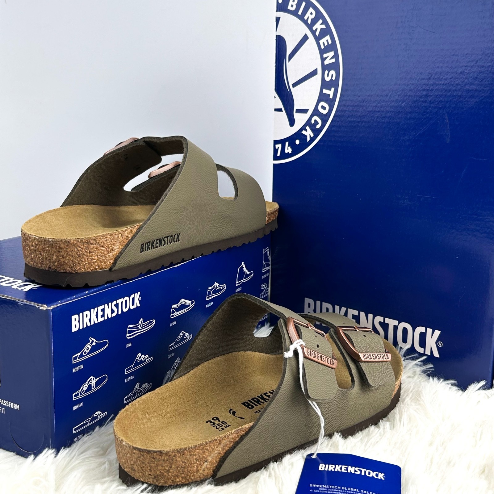 Birkenstock Arizona Stone Birko-Flo Leather New With/Box EU 37-45 Narrow/Wide