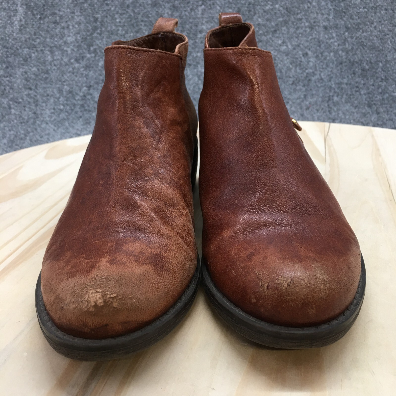 Eric Michael Boots Womens 36 London Ankle Booties Brown Leather Side Zip Heels