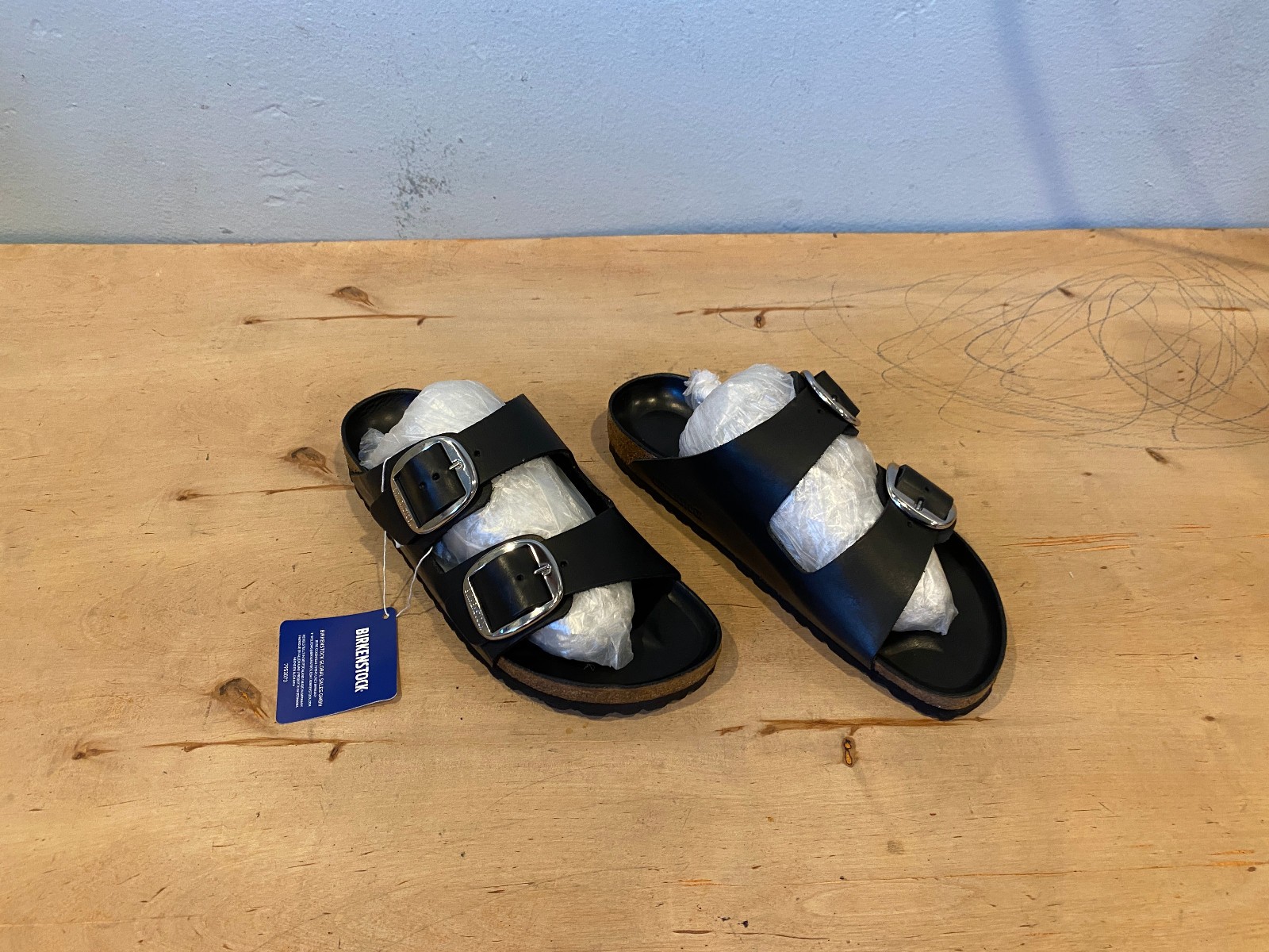 NWT Birkenstock Arizona Big Buckle Slide , Sz EU 40 / US 9 – 9.5 , Black Leather