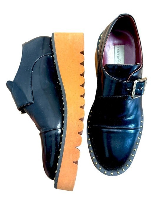 Stella McCartney ODETTE Black Platform derby Leather slip on loafers shoes 36 /6