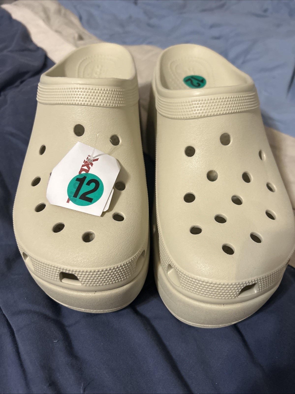 NEW Crocs Siren Clog Platform Shoes – Bone Creme Beige W 12 Iconic Heel