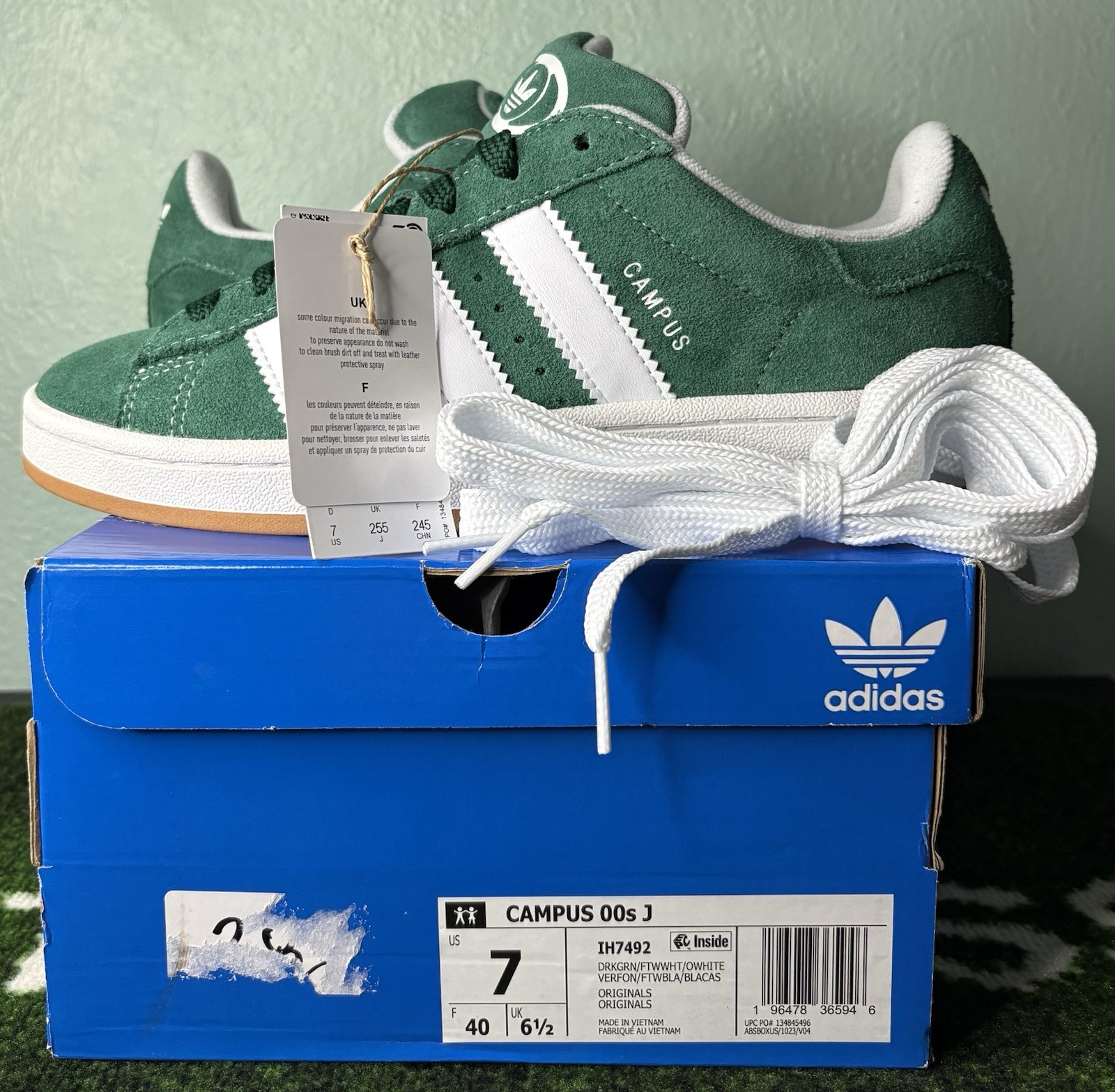 US Youth 7/Women’s 8 – Adidas Campus 00s J “Dark Green White Gum” IH7492