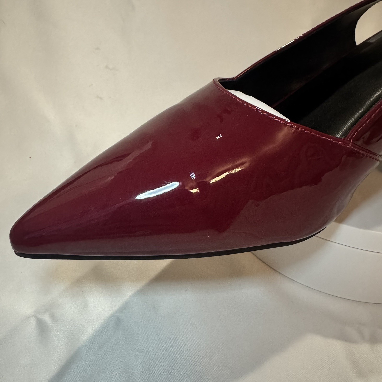 Burgundy Heel for Women Slingback Point Closed Toe Heels Slingback Ankle Strap