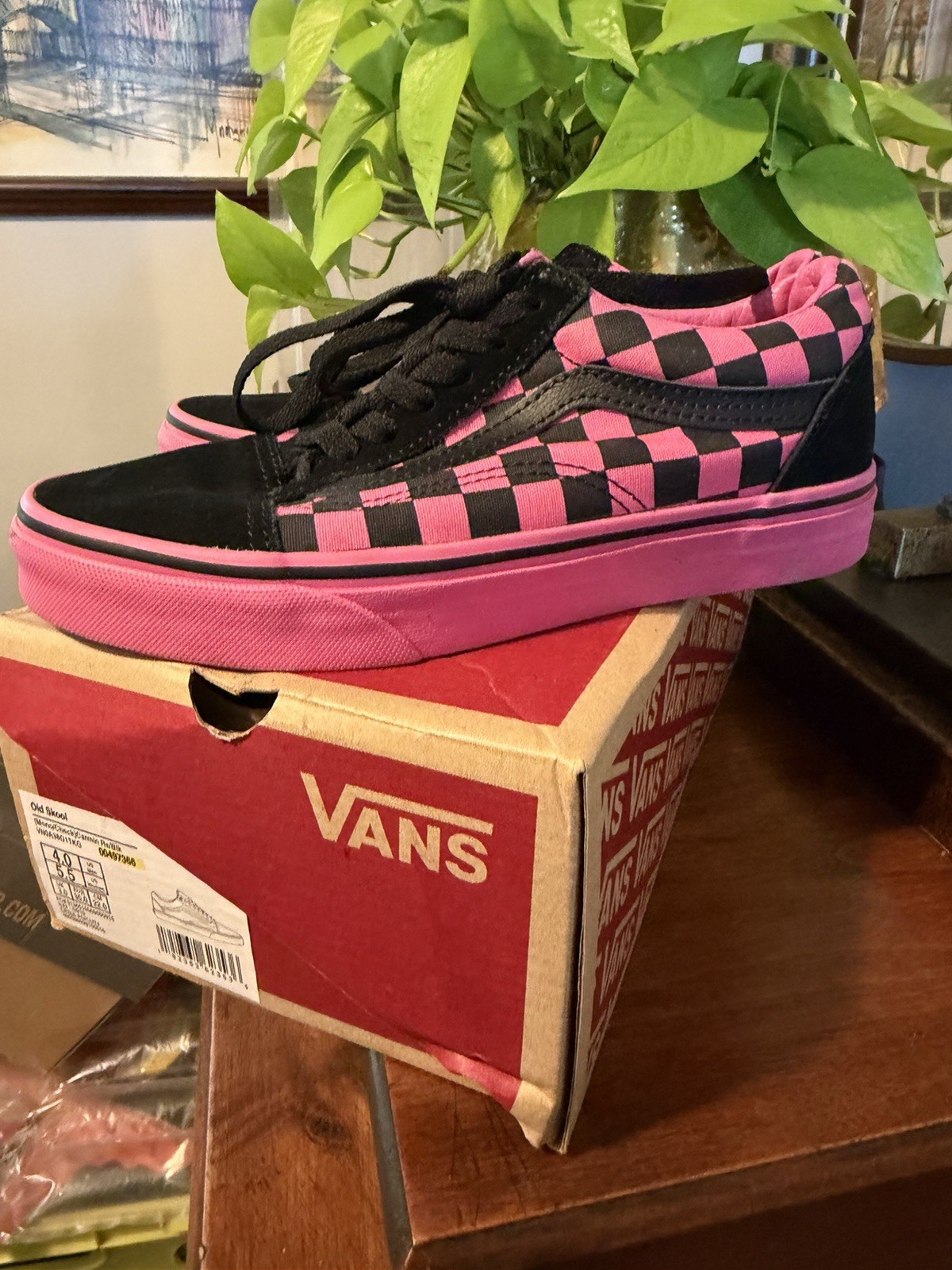 VANS Old Skool Black Pink Skate Sneakers Shoes Women 5 Men 3.5