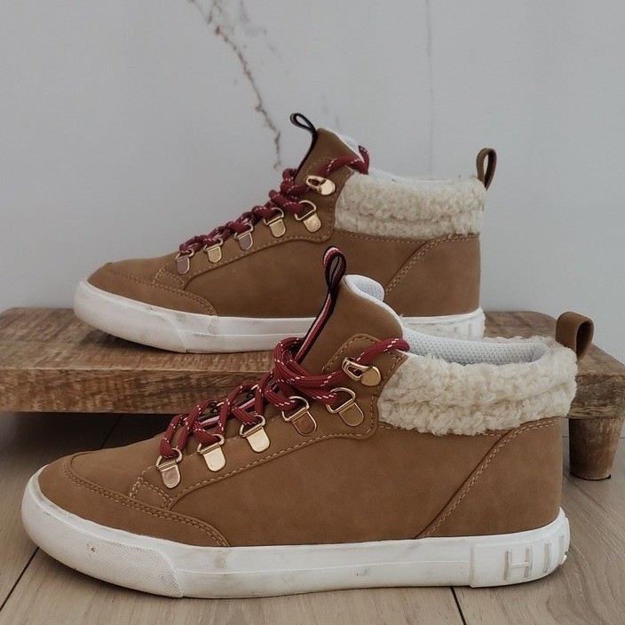 Tommy Hilfiger Sneakers Womens 7 Brown Faux Fur Jael High Top Hiking Boot Style