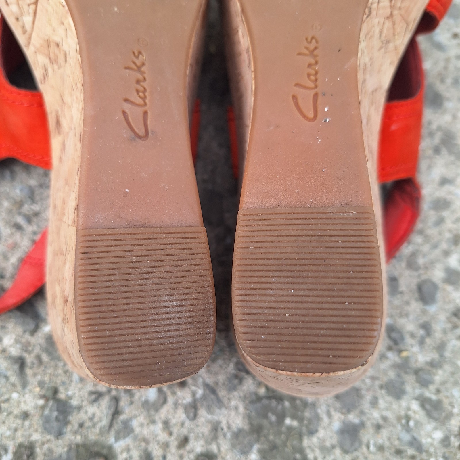 Clarks Collection Leather Cork Wedge Rose Erin 8 Festival Carnival Fair Mall Rat