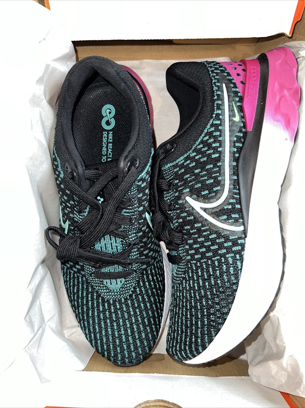 Nike React Infinity Run Flyknit 3 Black/Pink Women’s Running DD3024 003 Size 7.5
