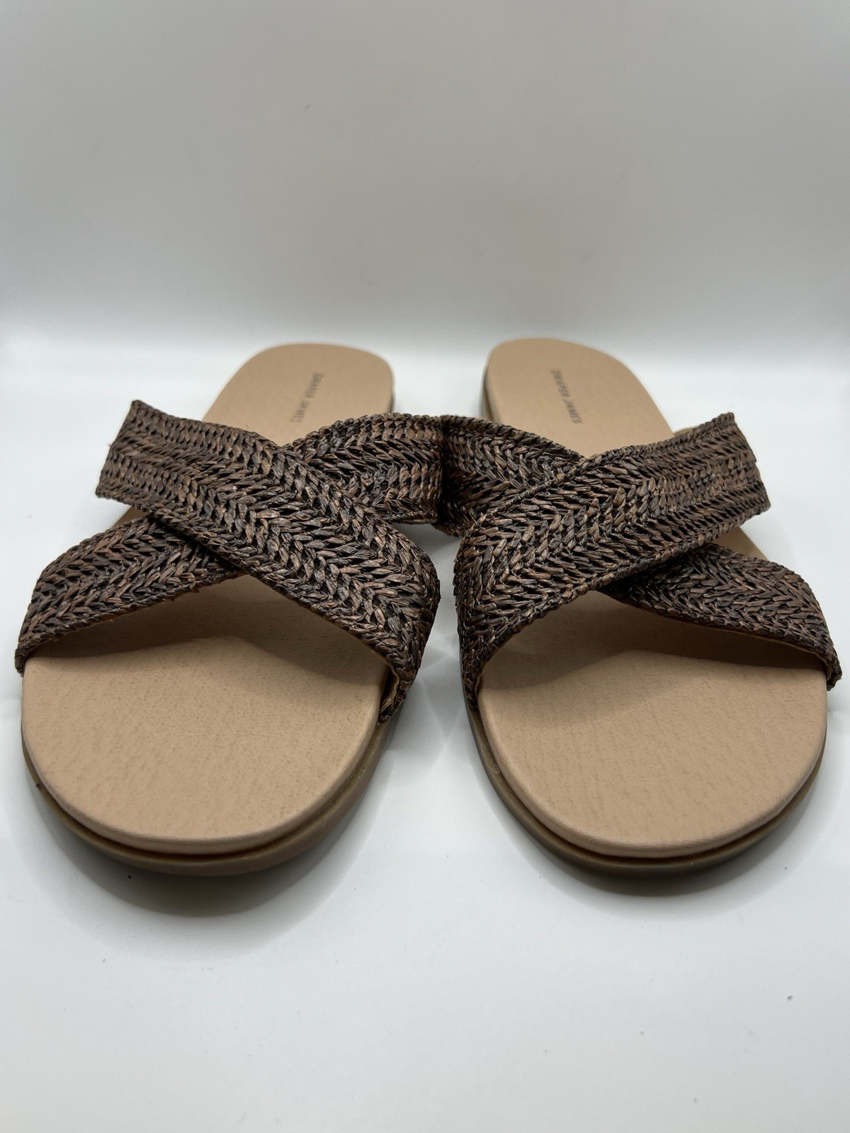 Draper James Women’s Alex Raffia Brown Woven Crossed Strap Sandals Sz 10 Slide