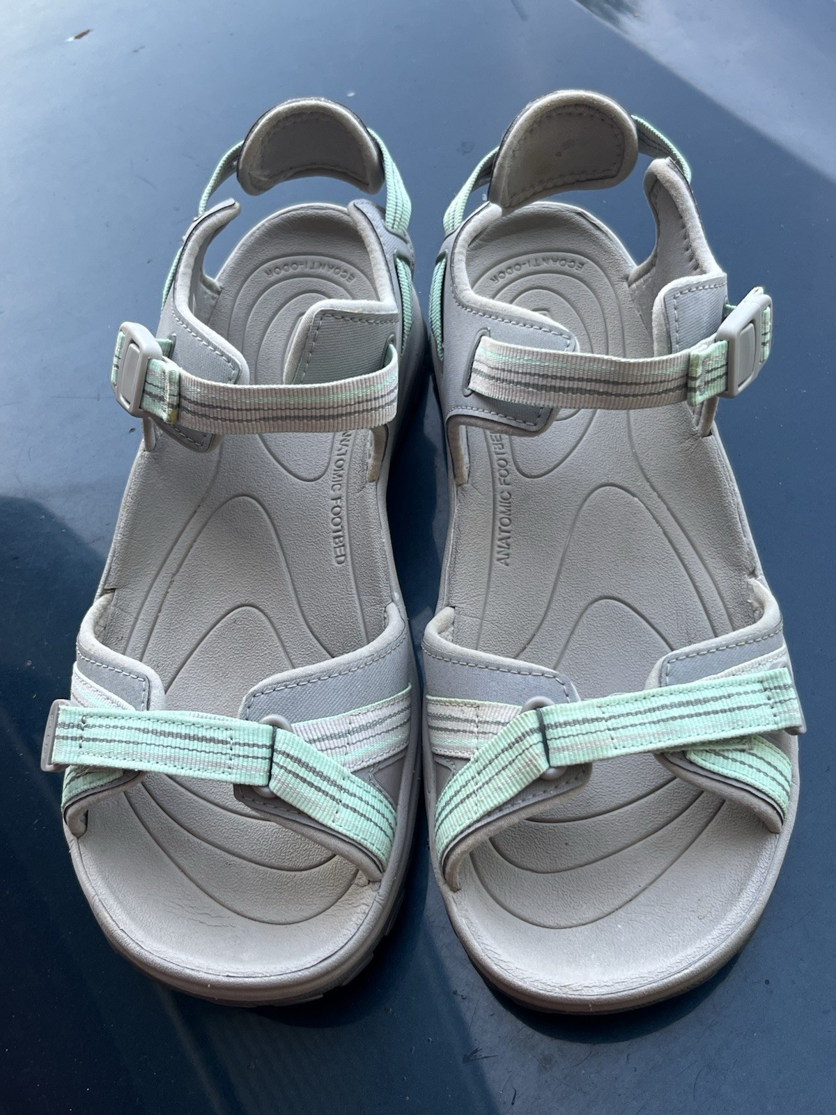 Keen Terradora II Light Gray / Ocean Wave Green hiking & water sandals 9.5 / 40