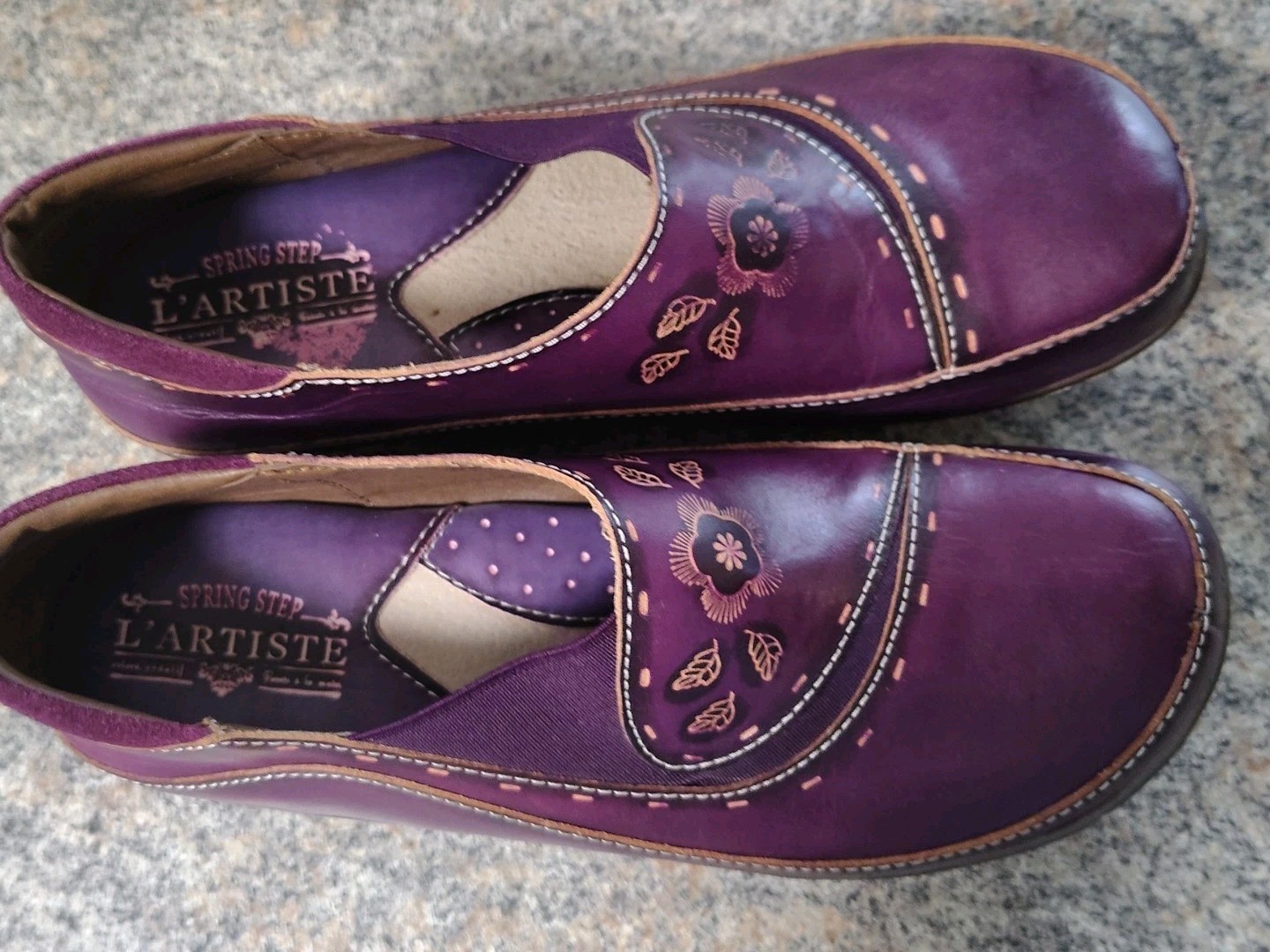 Spring Step L’Artiste Burbank Purple Leather Clogs Women’s EU 39 US 8.5