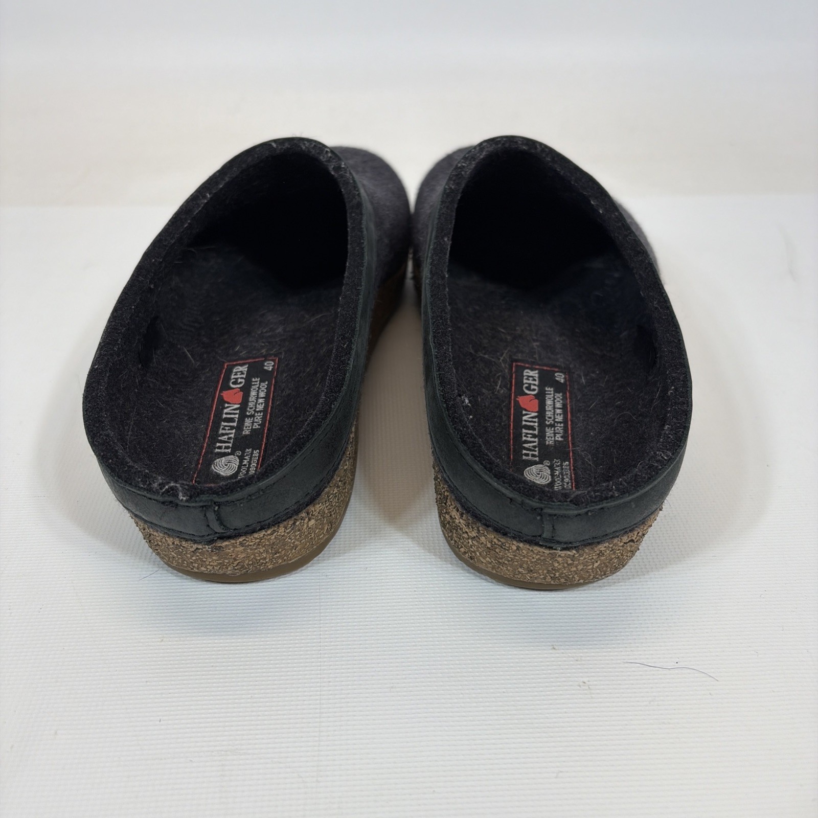 Haflinger Classic Grizzly Slipper Clogs Wool Black Women’s Size 40 US 9