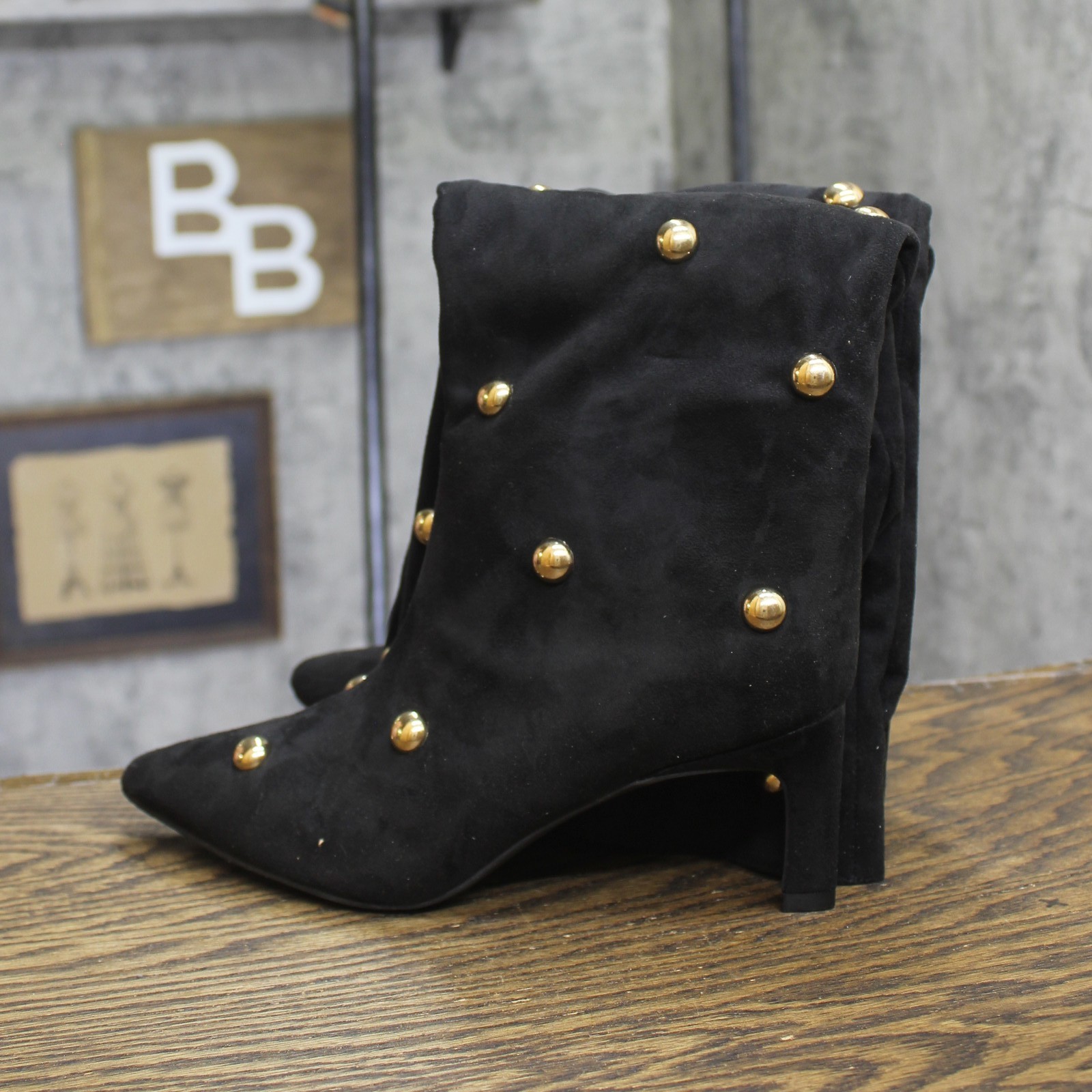A New Day Studded Mid-Calf Pointed-Toe Boots 94568939 Jet Black / Gold 6M