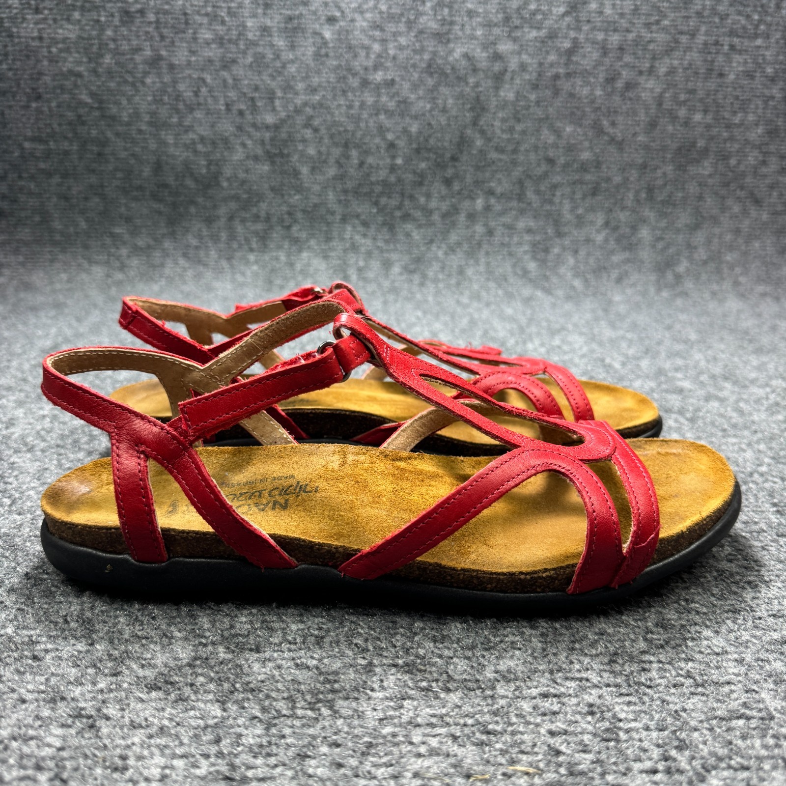 Naot Dorith Sandals Womens 8 Red Leather Strappy Slingback Cushion