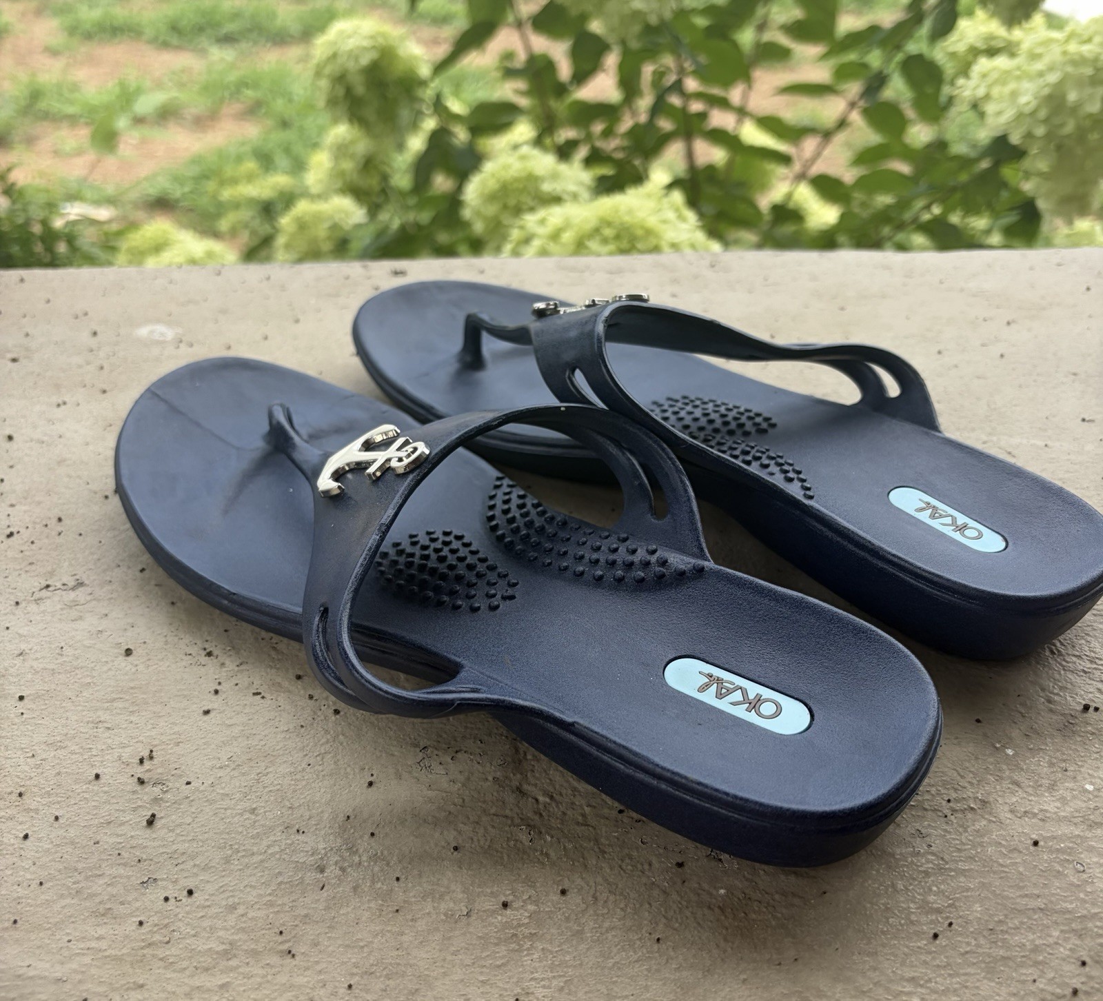 Oka-B Navy Anchor Flip Flop Sandals Nautical Made In The USA