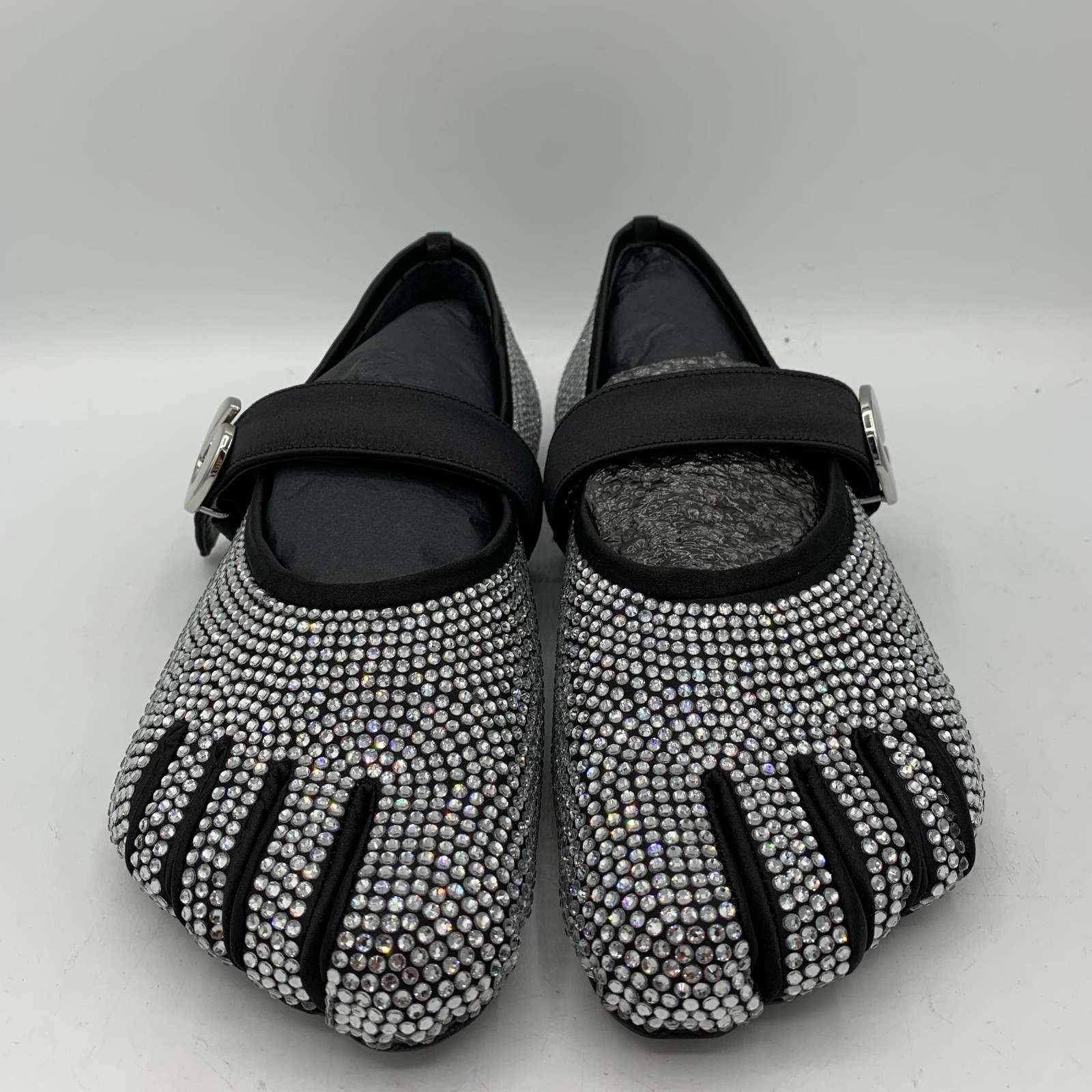 Coperni Collette Ballerina Shoes Womens Size 6 Silver Crystal Mary Jane Five Toe