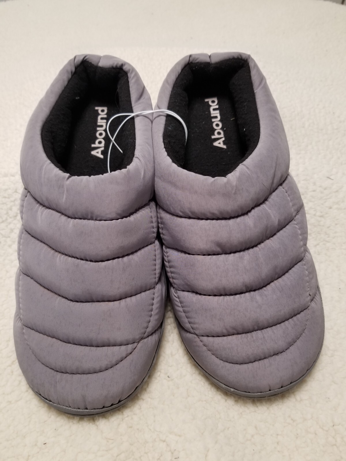ABOUND Union Puffer Quilted Scuff Slippers Gray Quilt Nylon Sz M 9/10
