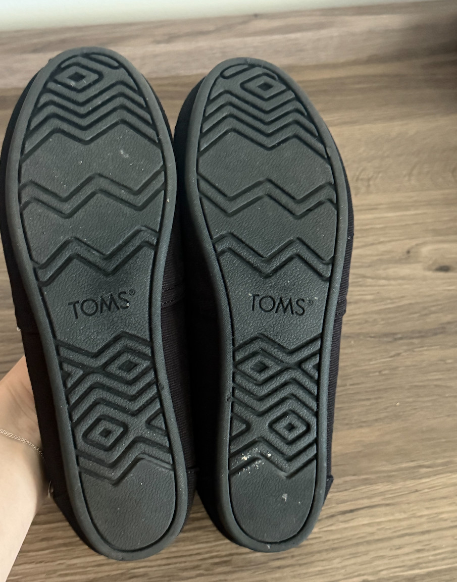 TOMS Women’s Black Canvas Classic Alpargata Slip-On Flats Size 7 EU 37.5