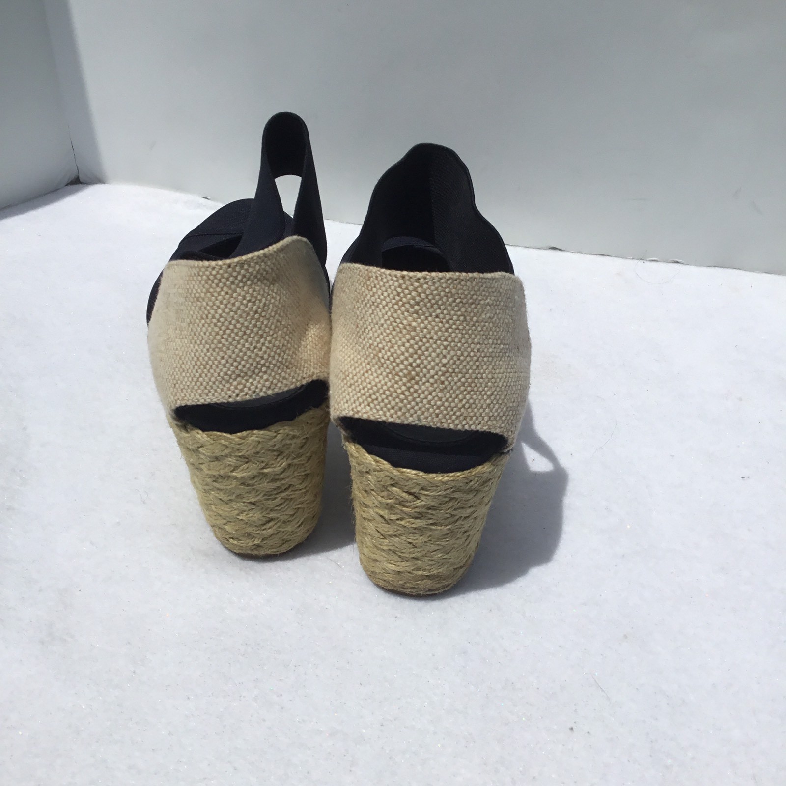 CHAPS Straw Wedge Womans Heel Ankle Strap No Size Measures 9.5″ Long 10″ Insole