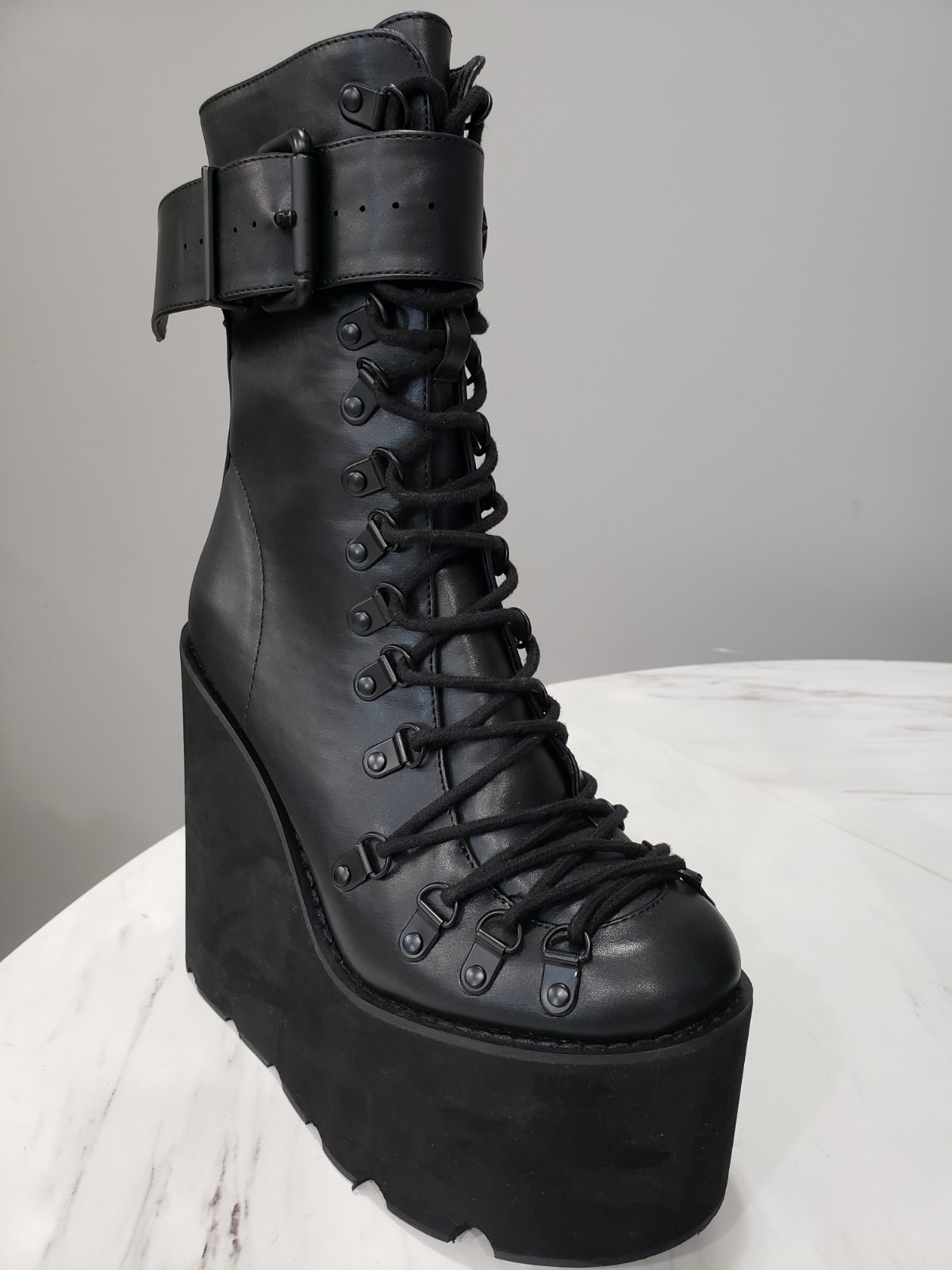 Current Mood by Dolls Kill Black Traitor Boots Size 7 gothic cybergoth rave