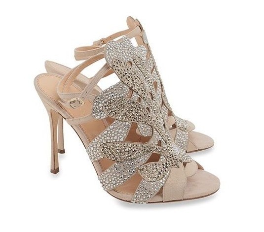 $2275 New Sergio Rossi NUDE Beige Suede ROYAL STRASS Crystals Shoes 40 Wedding