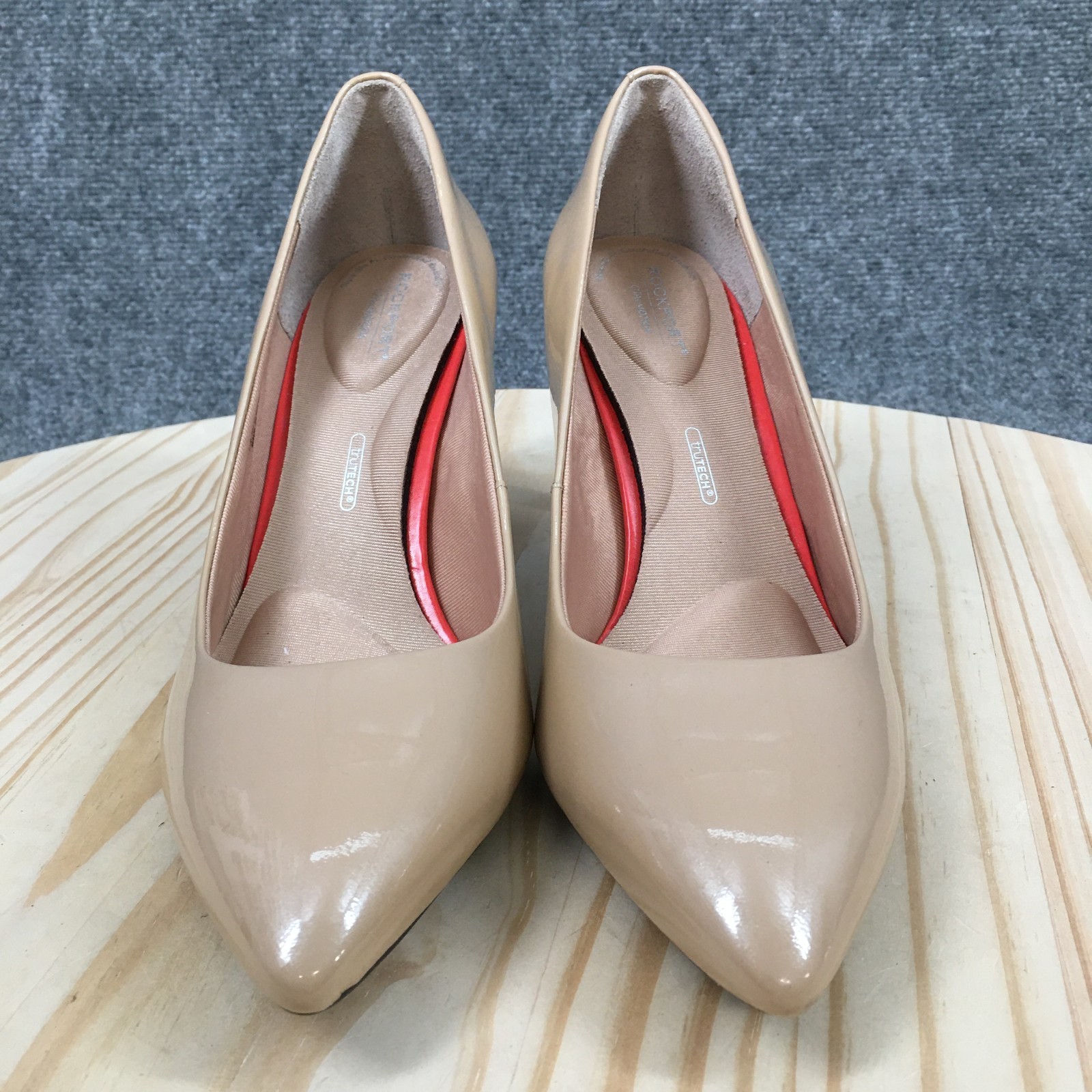 Rockport TruTech Heels Womens 9 M Pointed Toe Pump A11793 Patent Leather Nude