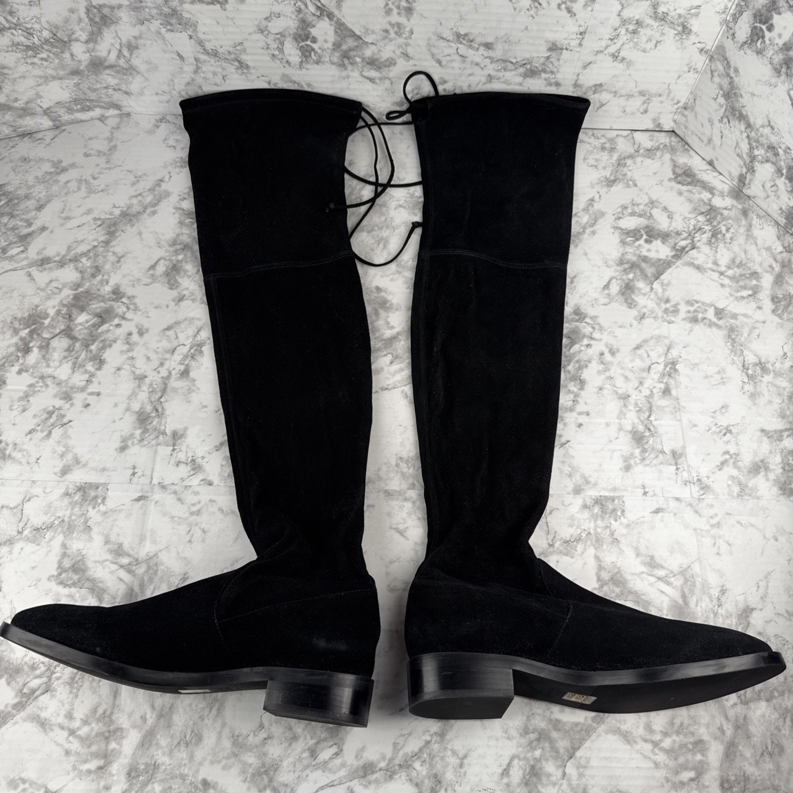 Stuart Weitzman Womens Lowland Over The Knee Boot Size 9 Black Stretch Suede