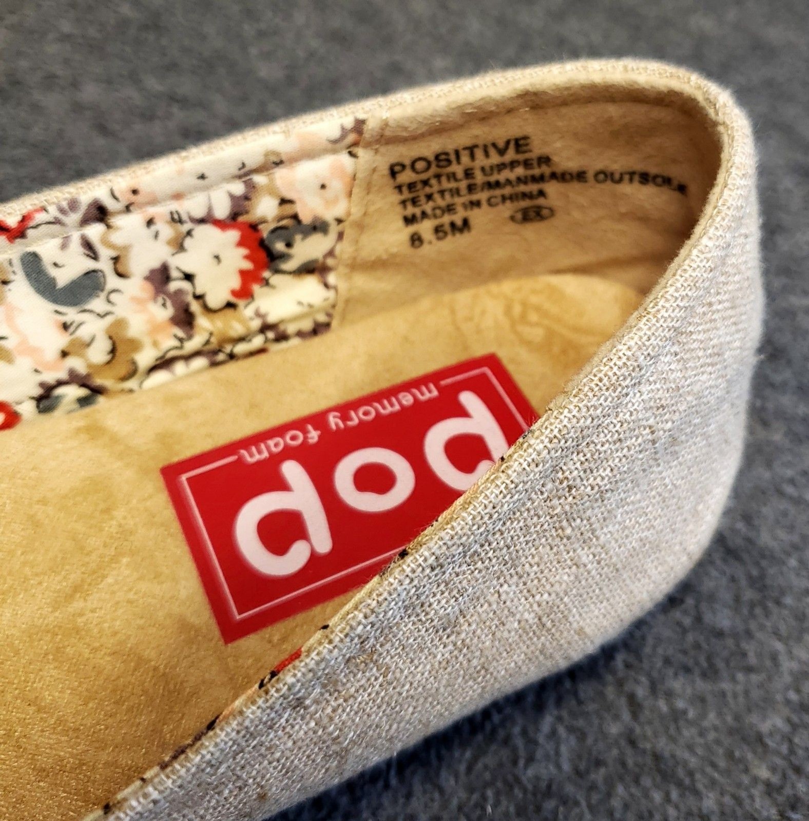 POP Positive Memory Foam Natural Women’s Shoes 8.5 M Flats