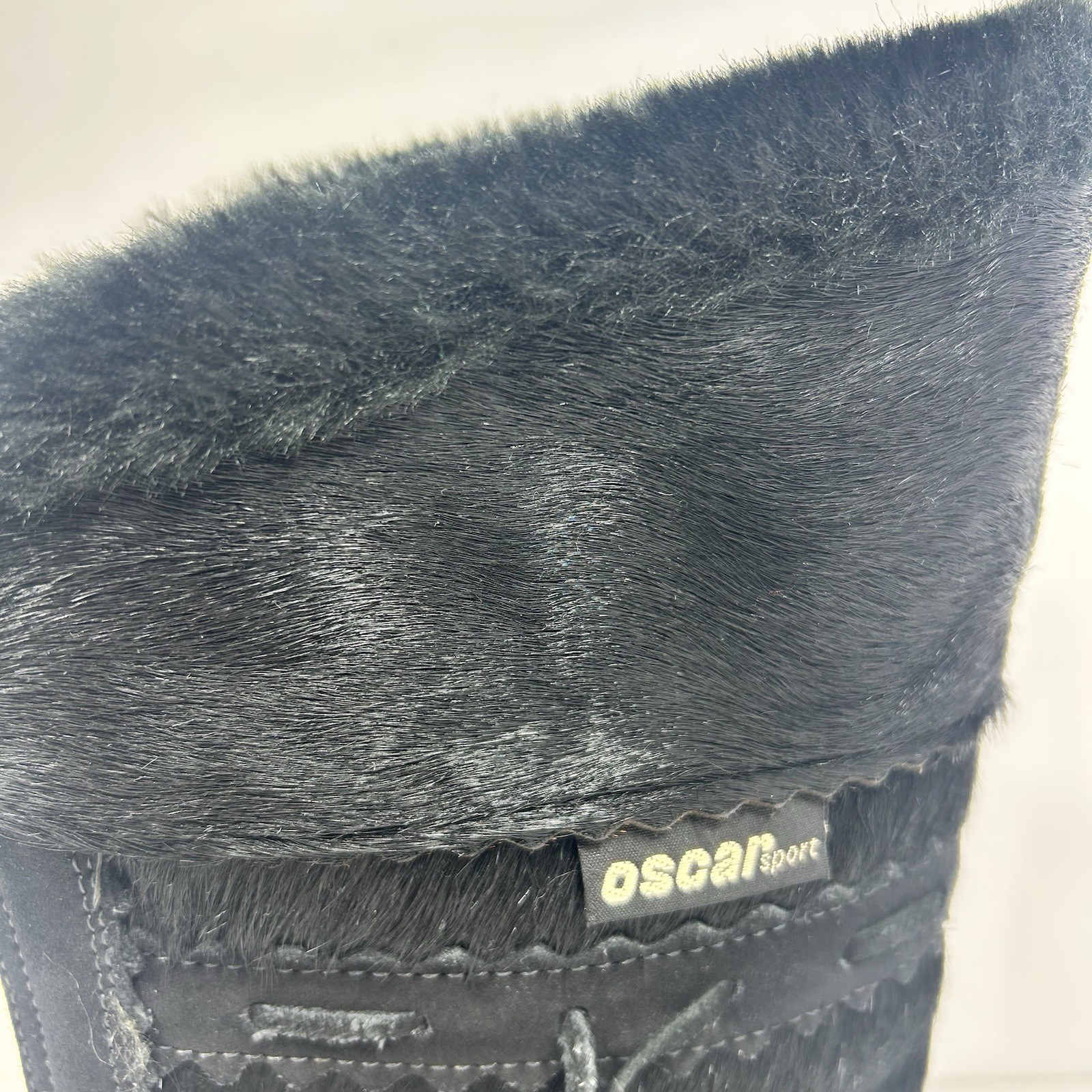 Oscar Sport Christina Black Fur Boots 41/10 Zip Apres-Ski Italian Winter Pull On