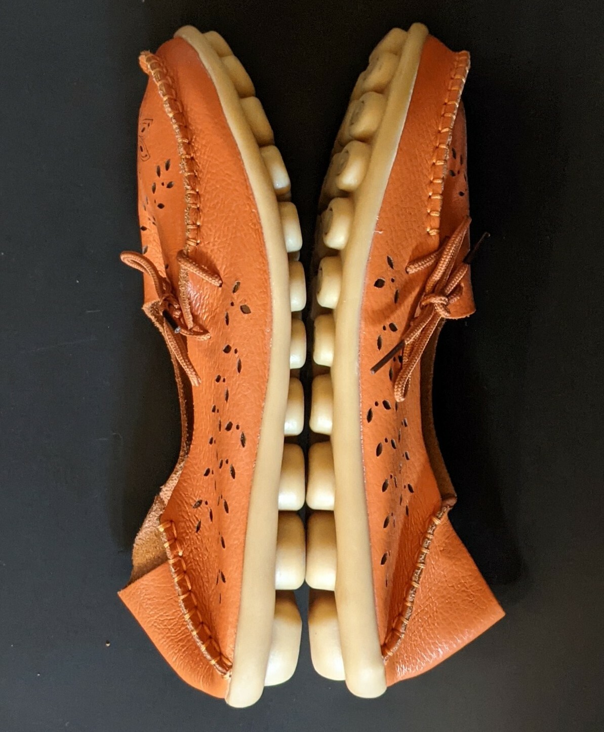 Kunsto Leather Loafers Slip On Shoes Comfort Orange Moc Flats Women’s 44 / 270