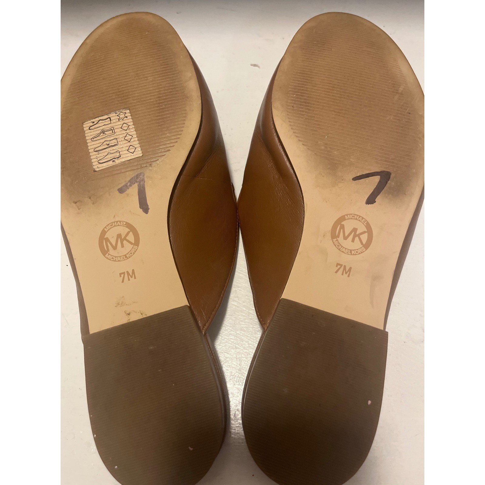 Michael Kors Women Brown Leather Logo Hardware Mule Loafer Flats Size 7M