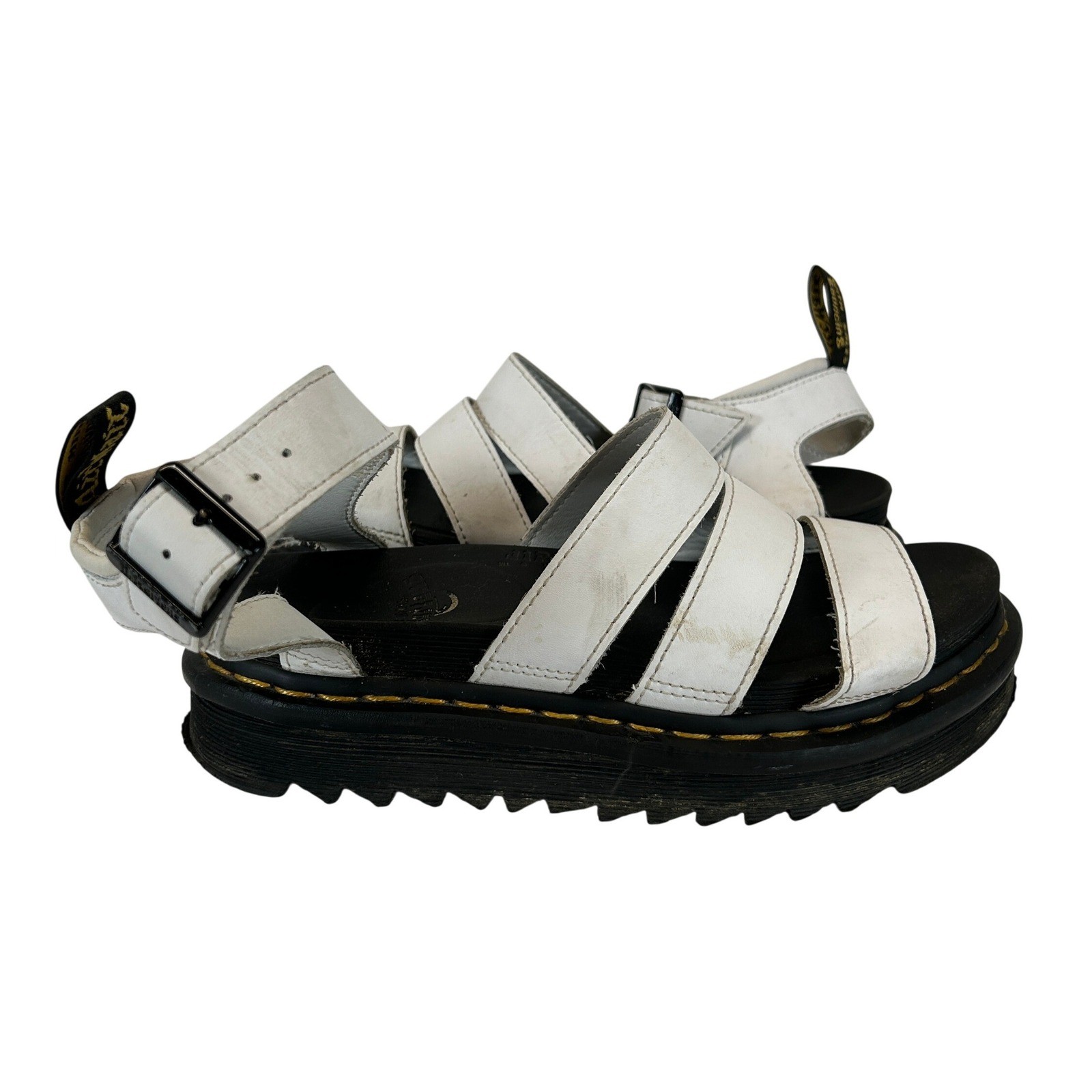 Dr. Martens Blaire White Hydro Leather Platform Gladiator Sandals Womens 6