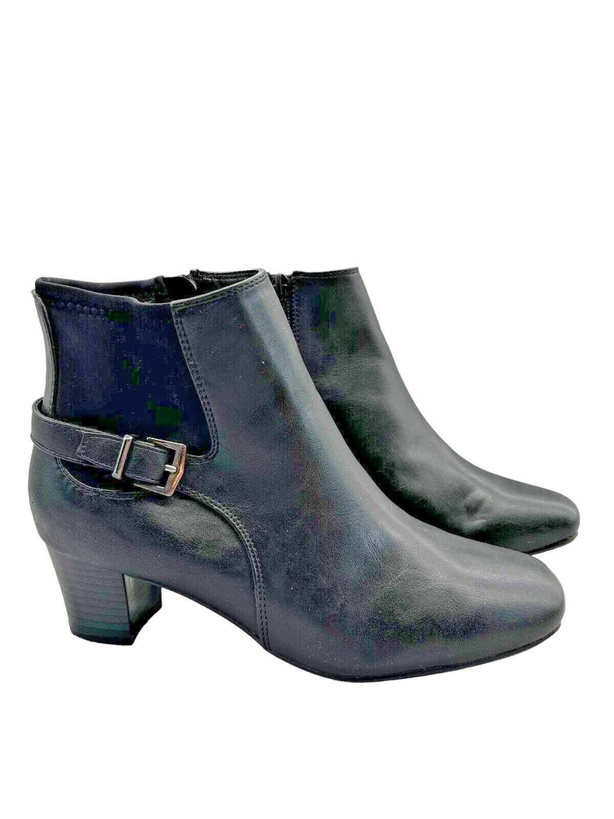 East 5th Women’s Black Leather 3 1/4 inch Heel Ankle Boots Size 7.5