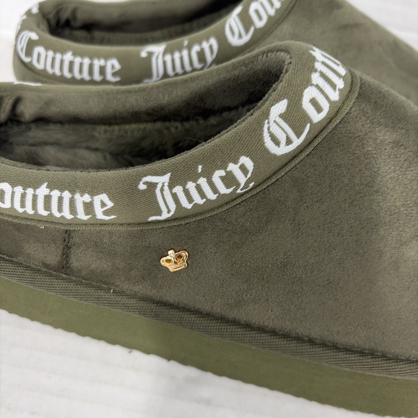 Juicy Couture Platform Slipper Mules Womens 9 Microsuede Indoor Outdoor New