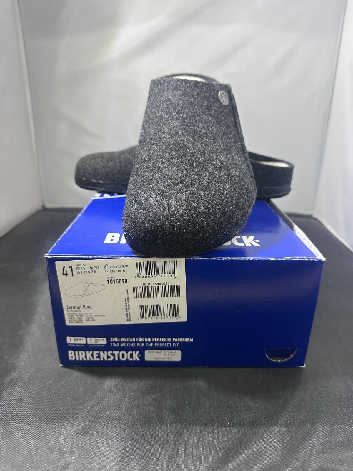 Birkenstock Zermat Rivet, Anthracite, Size 41 US M8 W10, Art. No. 1015090