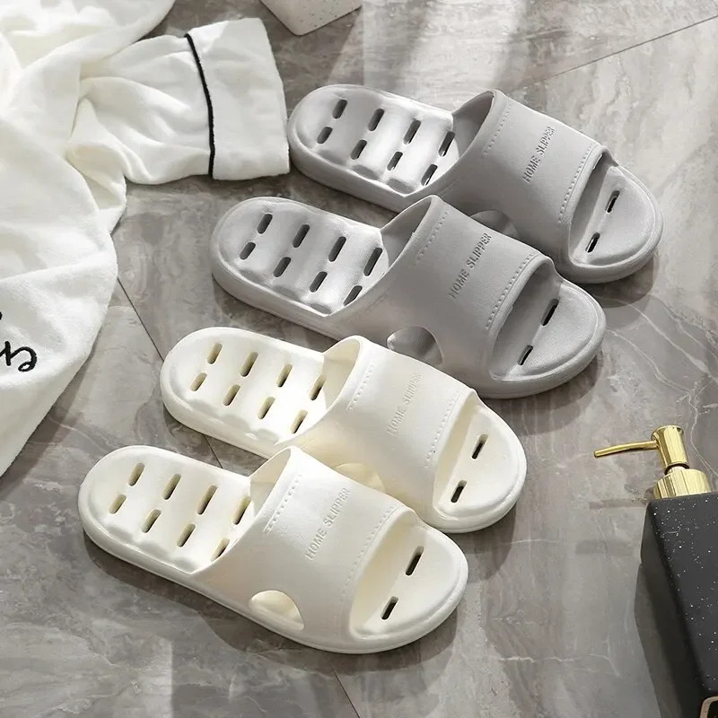 Unisex EVA Non Slip Soft Bottom Leaking Shower Man Woman Home Slippers Punching