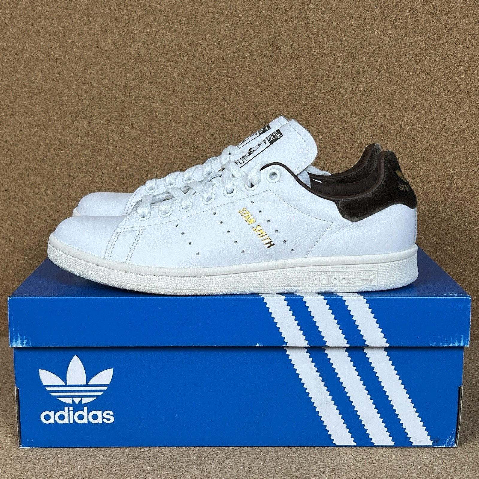 Adidas Originals Stan Smith Women’s Size 7.5 Casual Shoes White Gold Brown