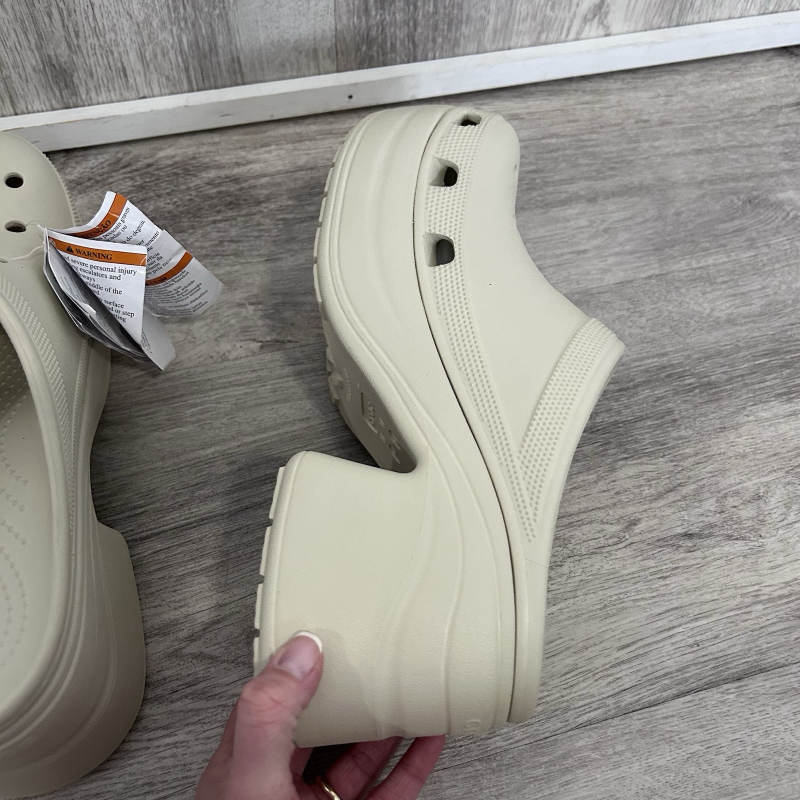 Crocs Siren Clogs Chunky Platform Heels Women 11 Bone Ivory Off White New