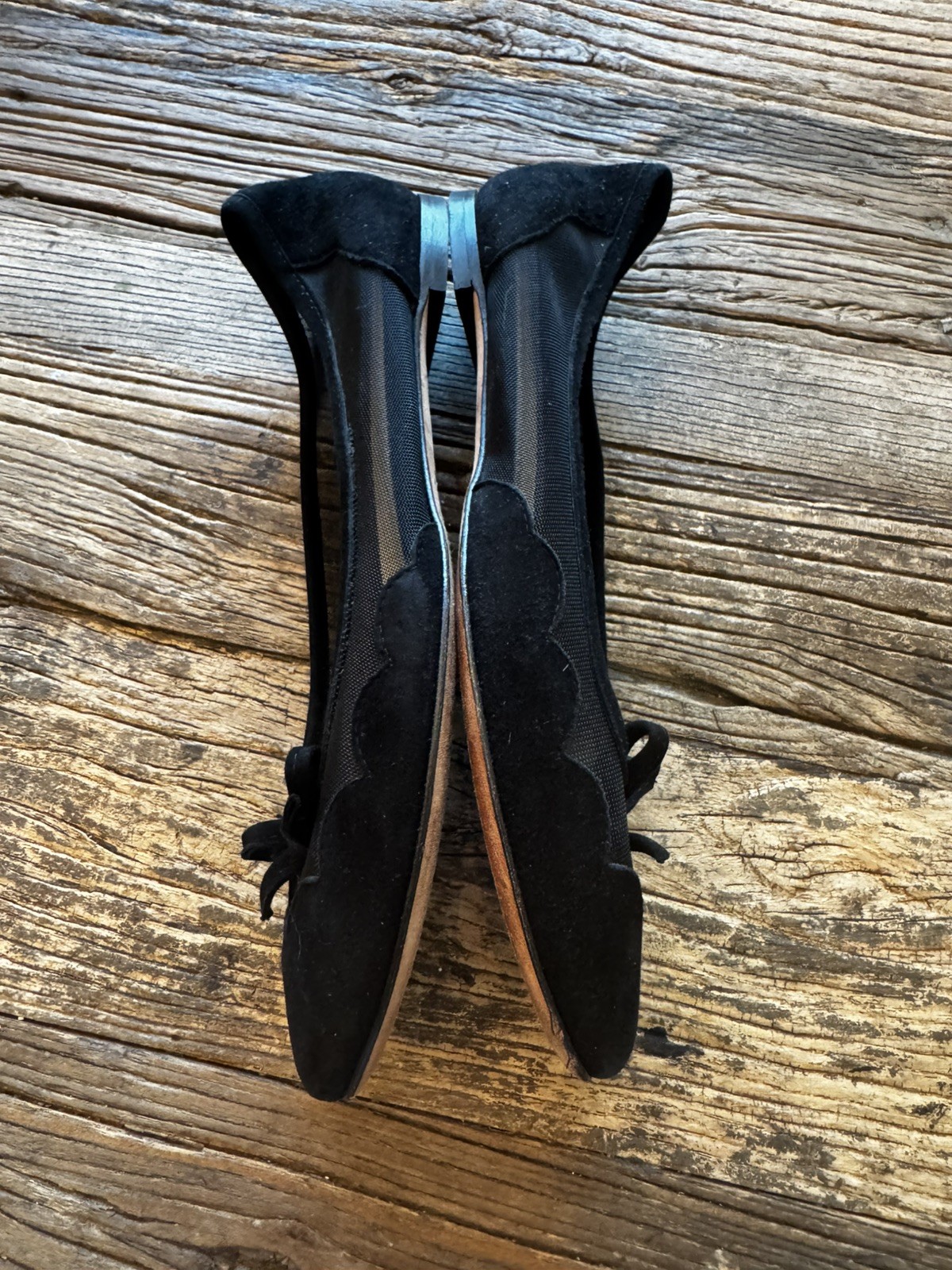 NAVYBOOT Luxury Leather Ballet Flats Shoes Black Bow Mesh Switzerland 39 U$ 8