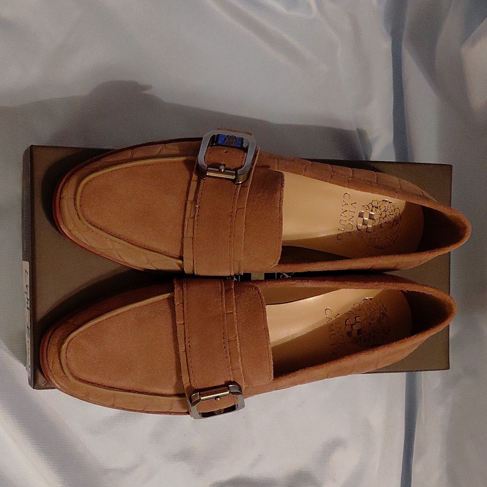 Vince Camuto Women’s Leather Loafer Flat Slip-On Pointed Toe Brown Croc 7