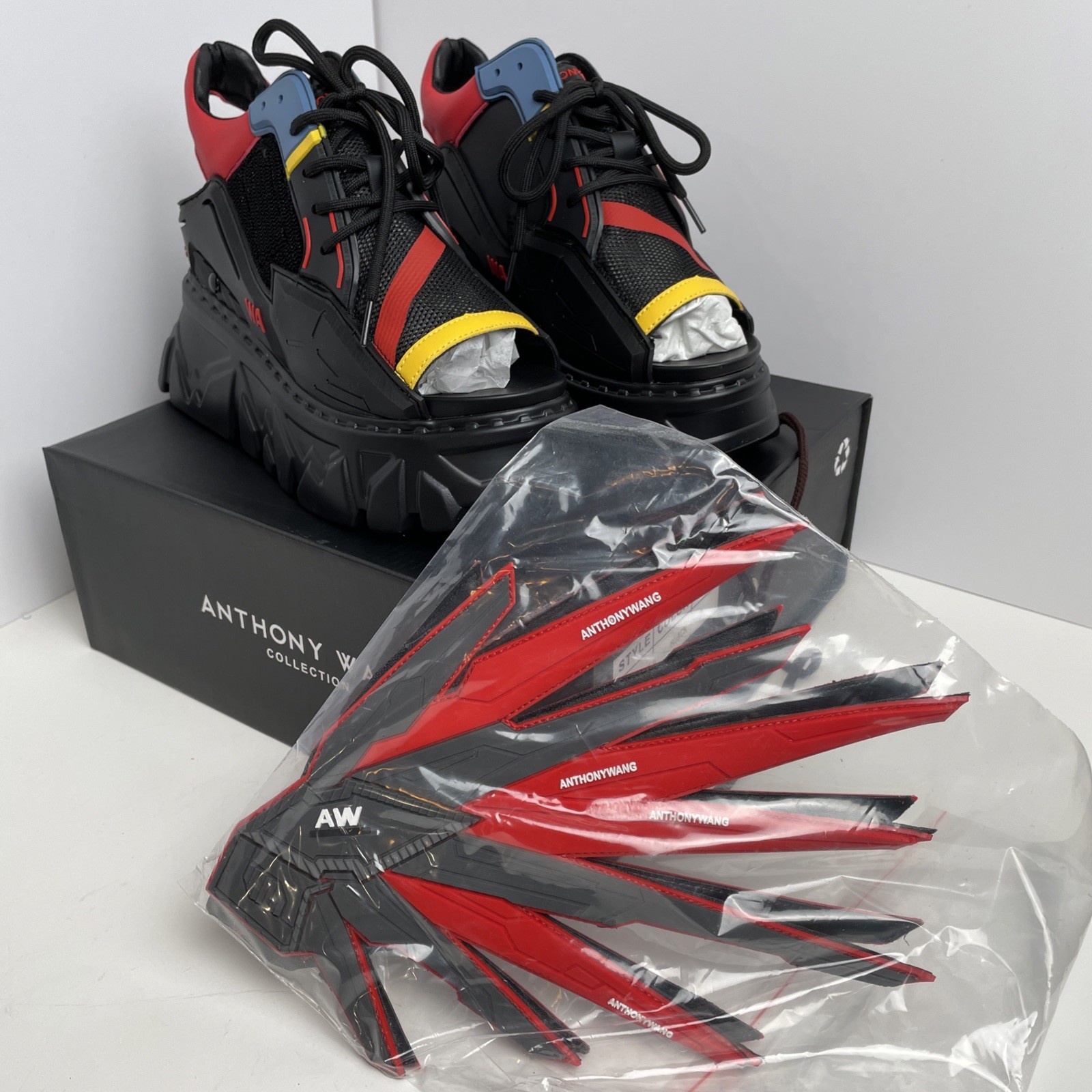 Anthony Wang Gooseberry 01 Gundam Wing Black Platform Wedge Sneakers US W 10