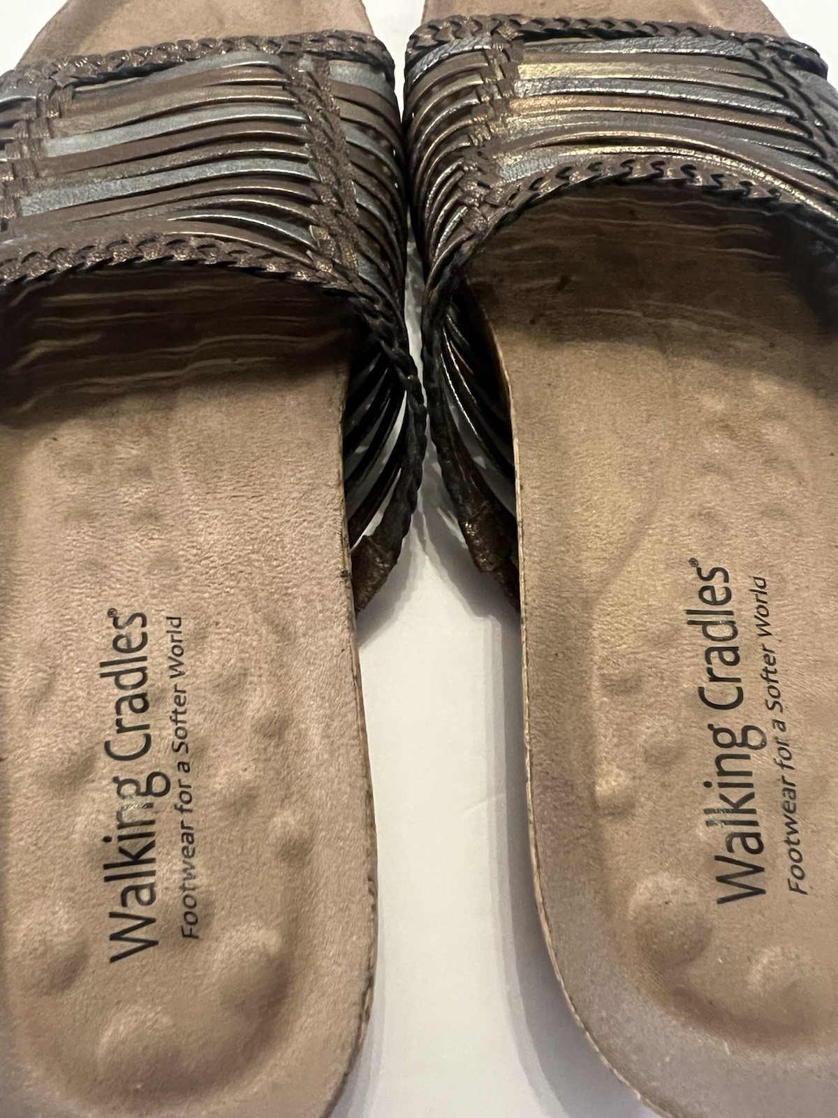 WALKING CRADLES Womens Multi Color Slide Sandals 8.5 Comfort See Photos