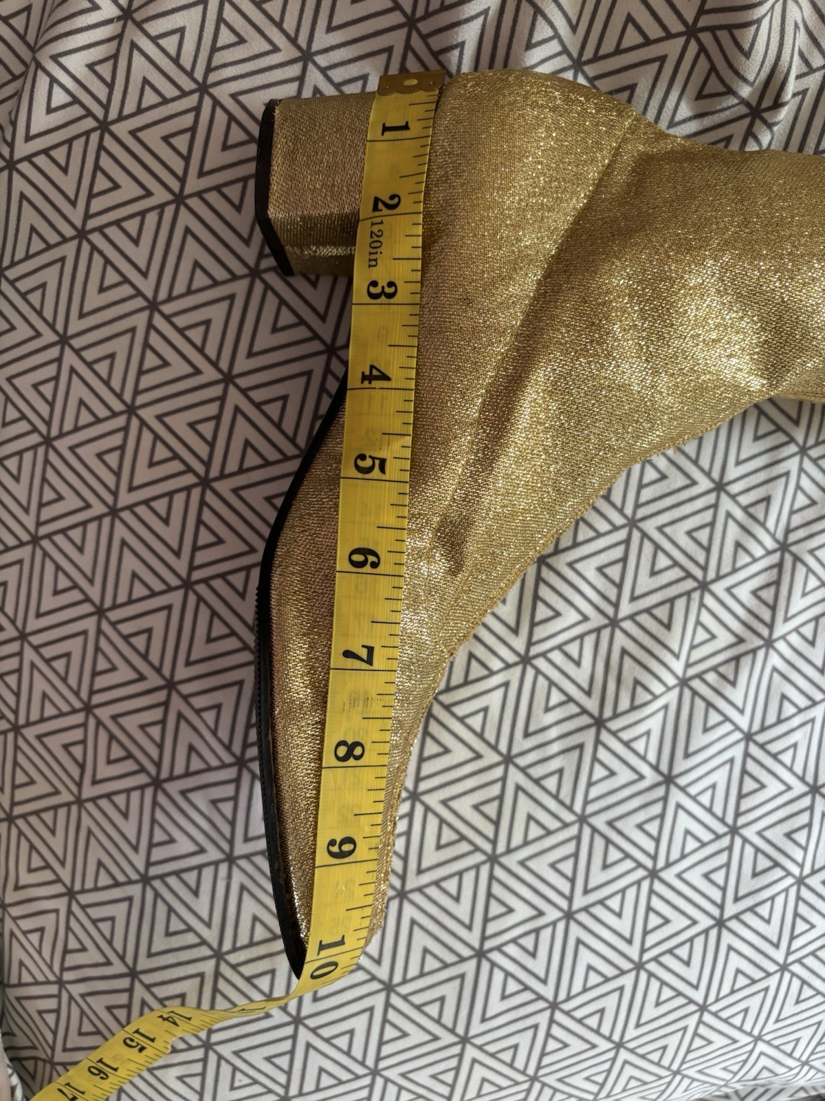 Rare Vintage Women Gold Metallic Lame Knee-High Go Go Boots