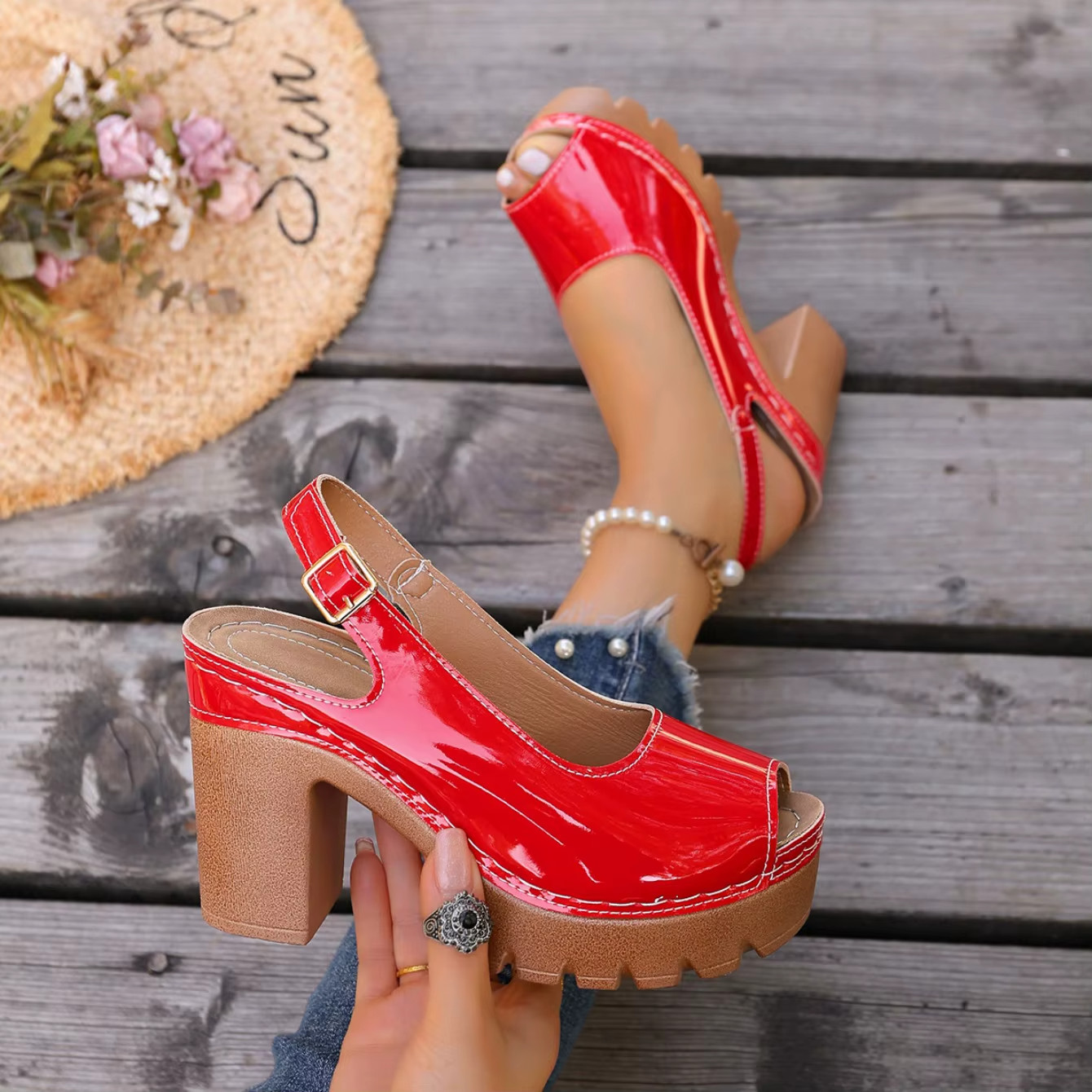 Women Chunky Heel Sandals – Elegant Open Toe Summer Shoes Step into style