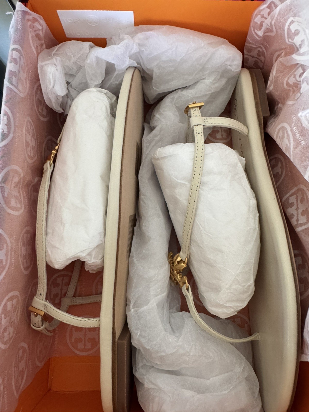 Tory Burch Capri T-Straps Thong Sandals/ New Ivory/ US 7.5M/$195 NIB + shoe bag