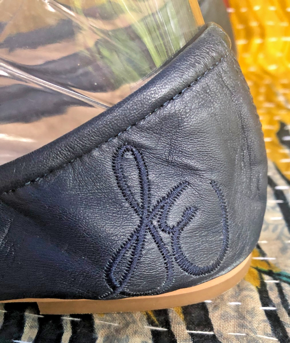 Sam Edelman Felicia Ballet Flats Navy Leather Bow Logo Women’s 7.5 M
