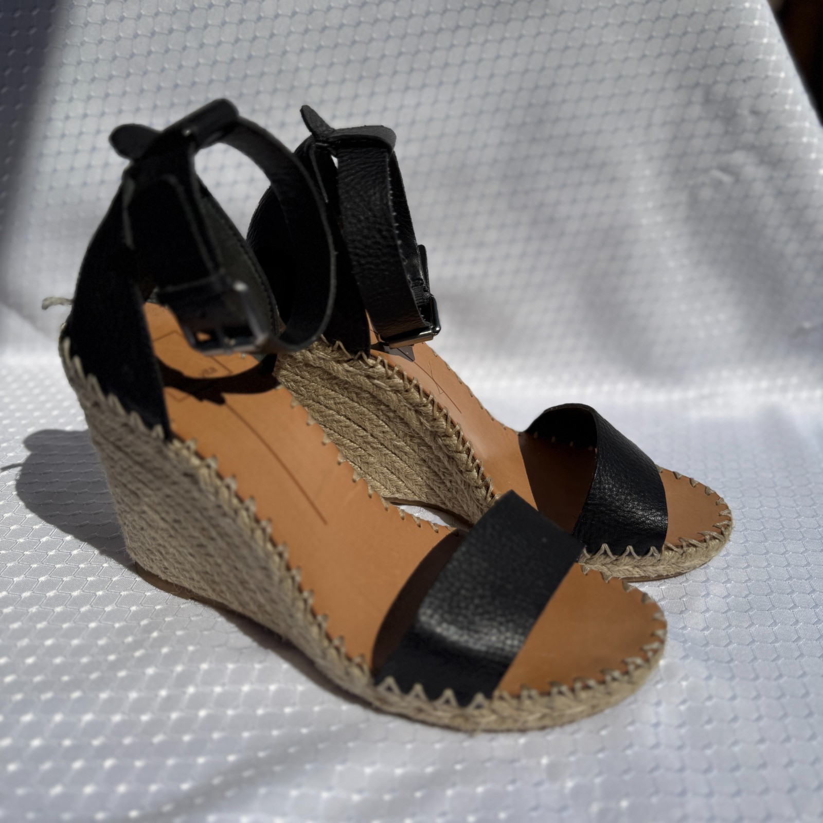 Dolce Vita Noor Black Espadrille Wedges Sandals – Size 8.5