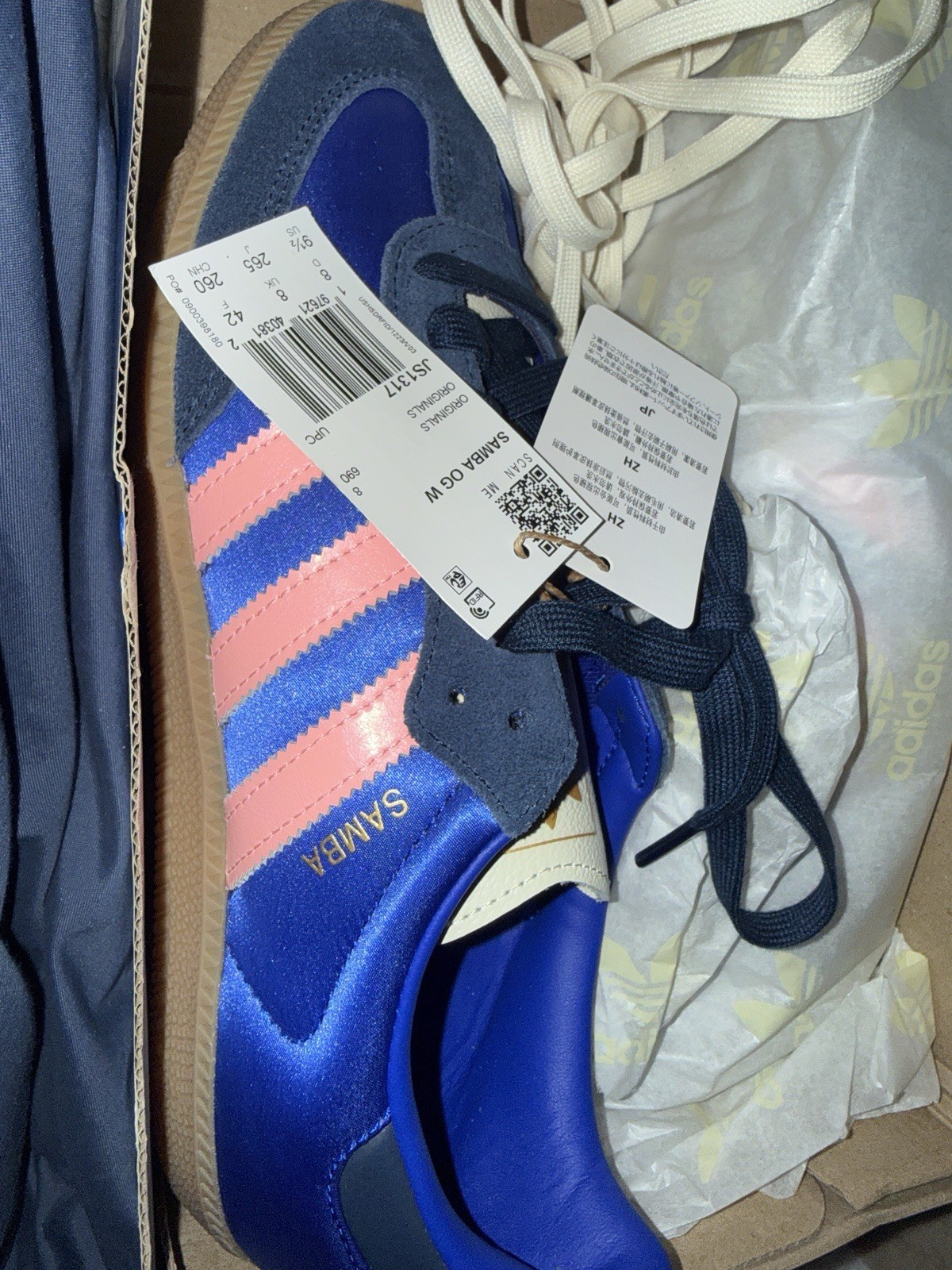 adidas Originals Samba OG Blue/Pink Suede Gum Sole Low Top New w/ Box