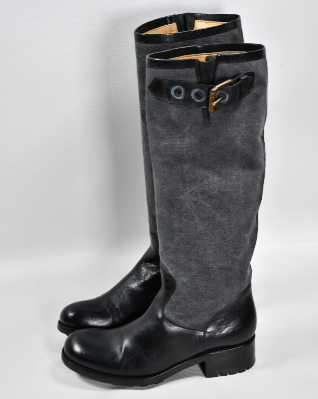 Free Lance Paris Biker Boots Canvas Leather Women’s size 40 US 9.5