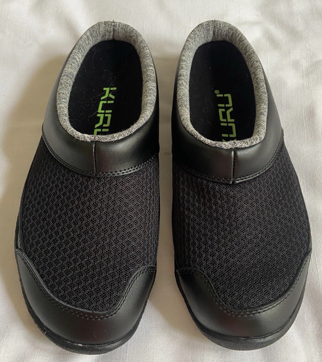 Kuru Draft Black Mesh Knit Slip-On Clog Mule Shoes – Womens Left 7 Right 8