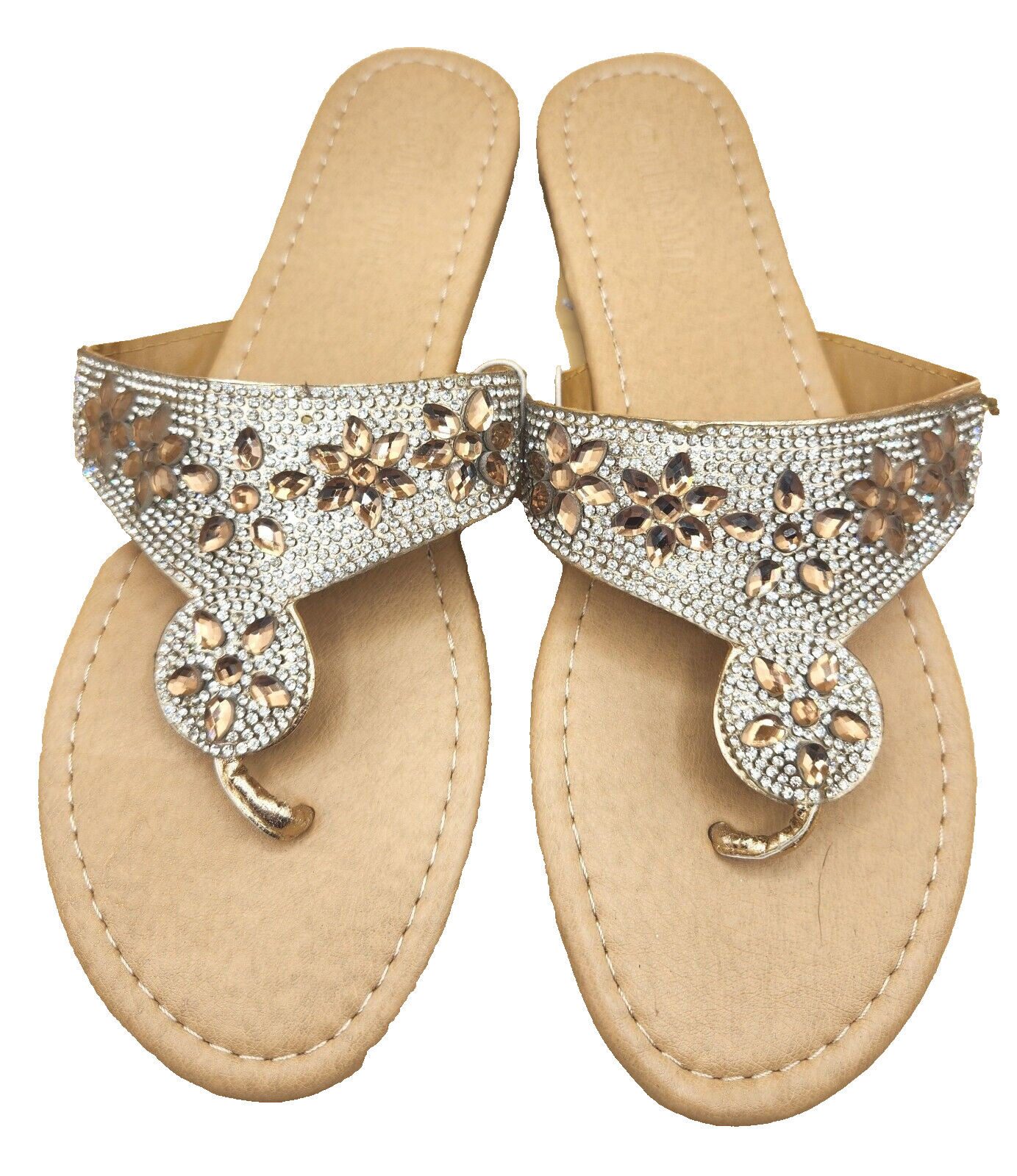 Women’s Sandals Size 9 Olivia Miller Silver/Gold Sequined Thong Flip Flops, NWT